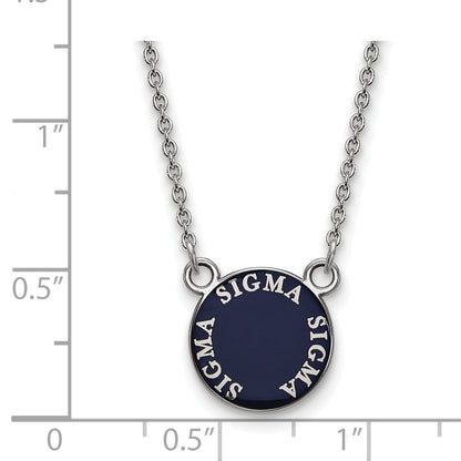 Sterling Silver Rhodium Plated Logoart Sigma Sorority Text Small Color Enamel Pendant 18 Inch Necklace
