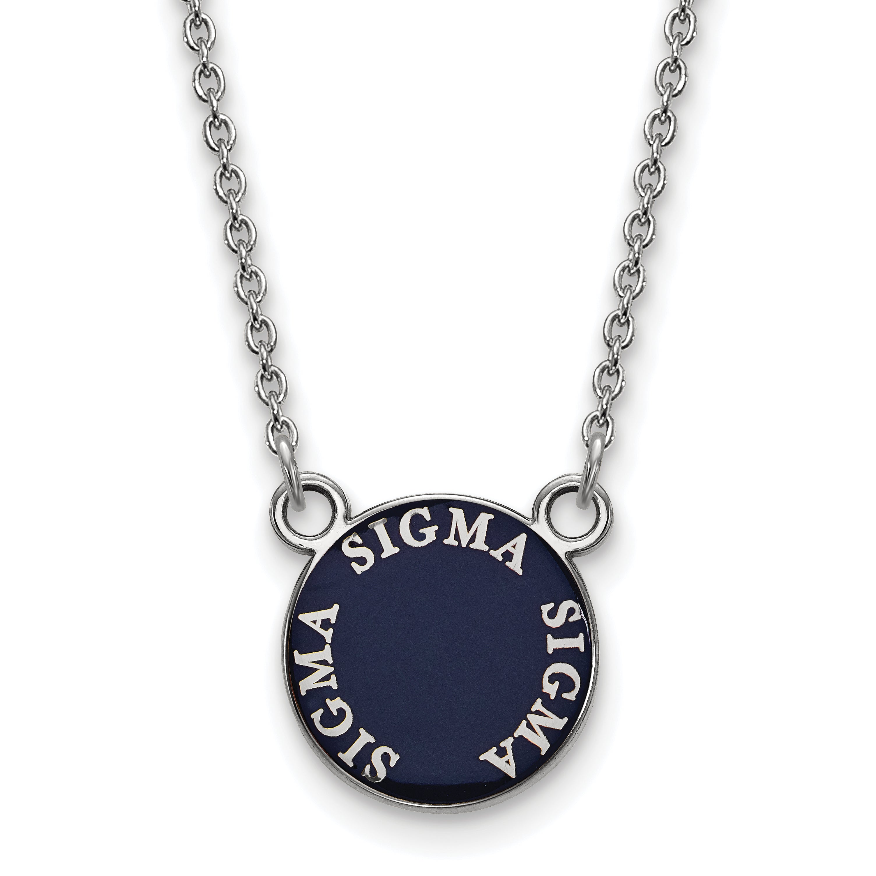 Sterling Silver Rhodium Plated Logoart Sigma Sorority Text Small Color Enamel Pendant 18 Inch Necklace
