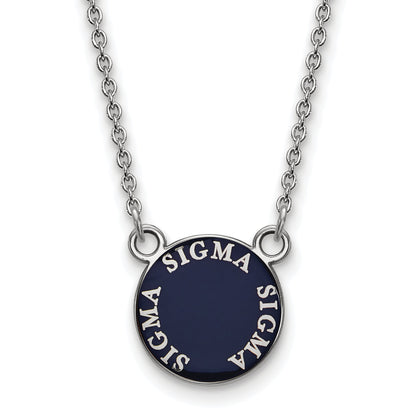Sterling Silver Rhodium Plated Logoart Sigma Sorority Text Small Color Enamel Pendant 18 Inch Necklace