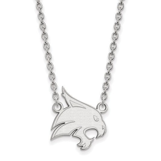 14K White Gold Logoart Texas State University Bobcat Large Pendant 18 Inch Necklace