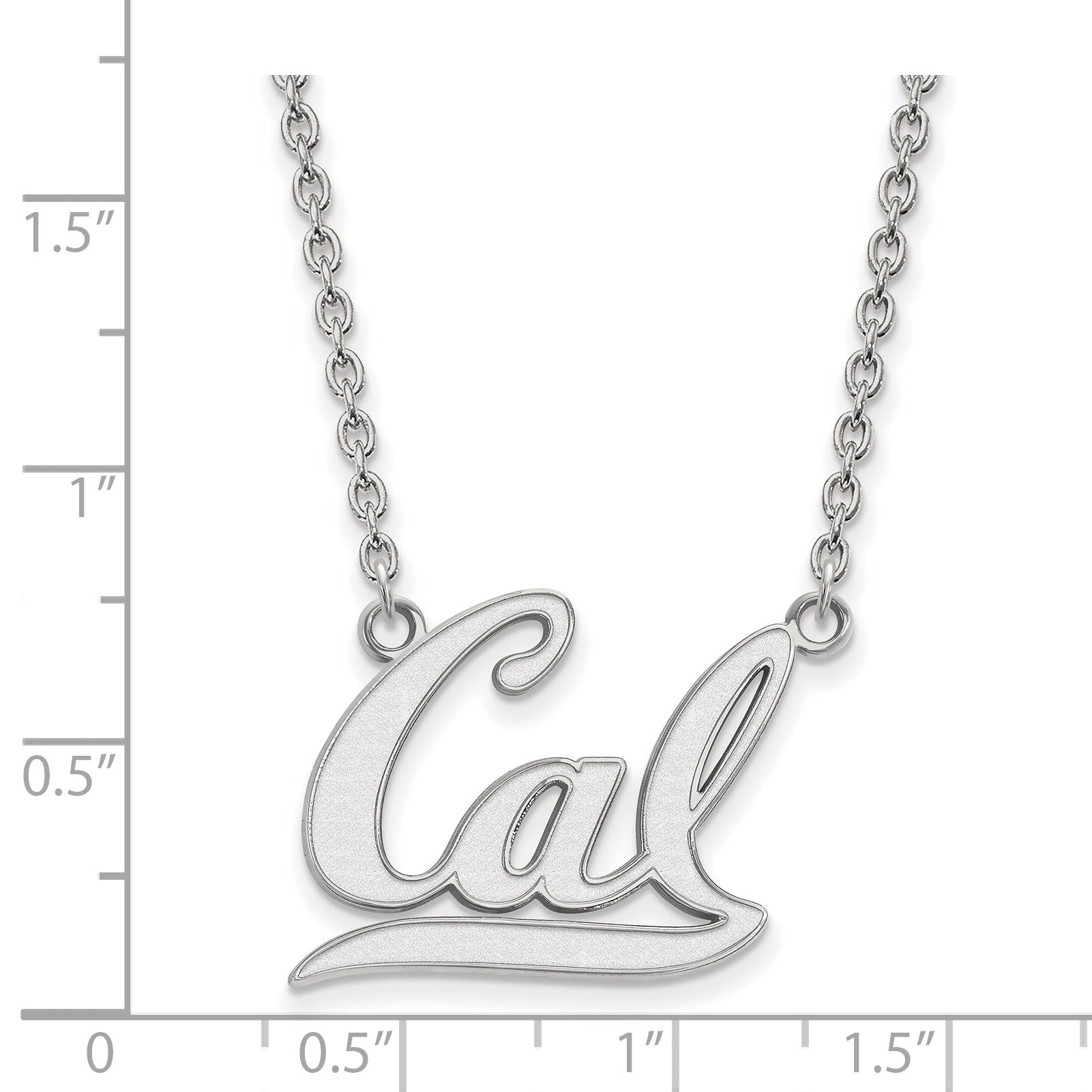 Sterling Silver Rhodium Plated Logoart University Of California Berkeley Large Pendant 18 Inch Necklace