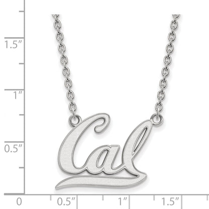 Sterling Silver Rhodium Plated Logoart University Of California Berkeley Large Pendant 18 Inch Necklace