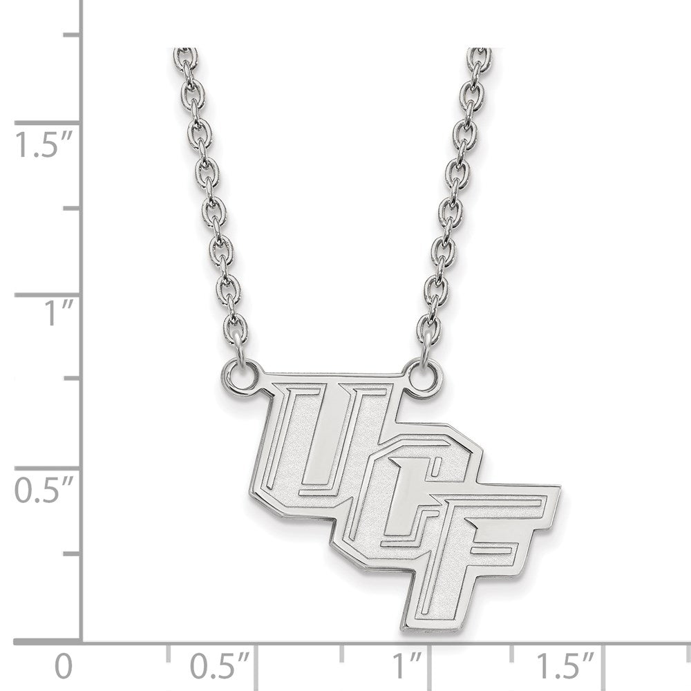 Sterling Silver Rhodium Plated Logoart University Of Central Florida U C F Large Pendant 18 Inch Necklace