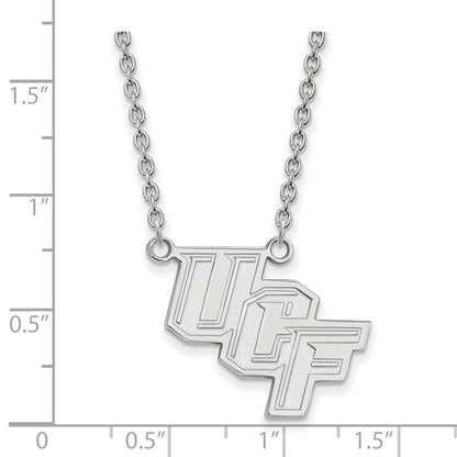 Sterling Silver Rhodium Plated Logoart University Of Central Florida U C F Large Pendant 18 Inch Necklace