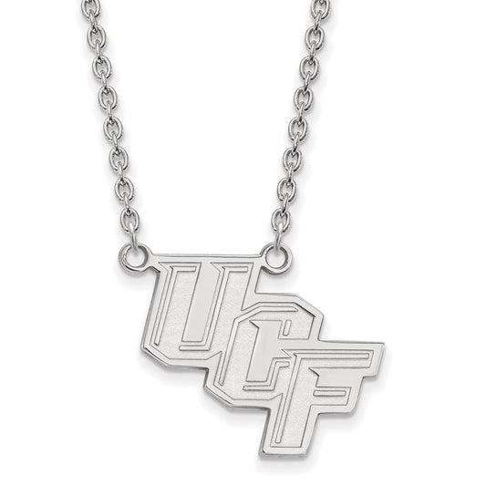 Sterling Silver Rhodium Plated Logoart University Of Central Florida U C F Large Pendant 18 Inch Necklace