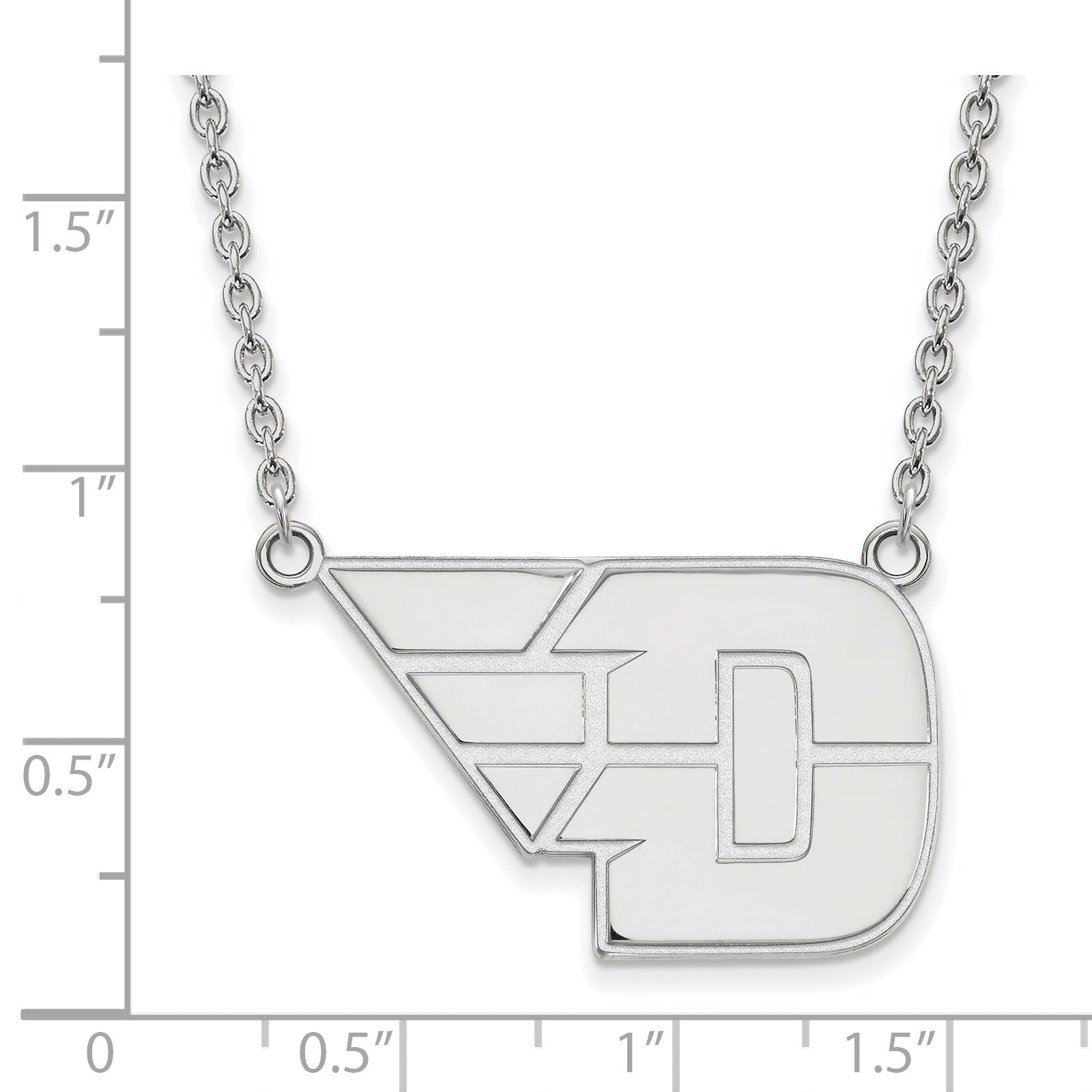 Sterling Silver Rhodium Plated Logoart University Of Dayton Large Pendant 18 Inch Necklace