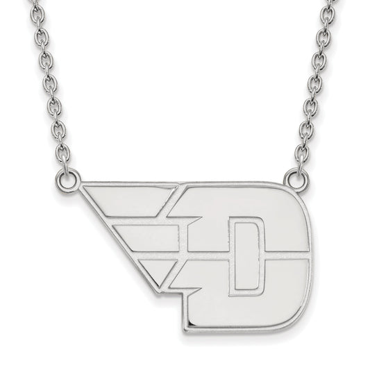 Sterling Silver Rhodium Plated Logoart University Of Dayton Large Pendant 18 Inch Necklace