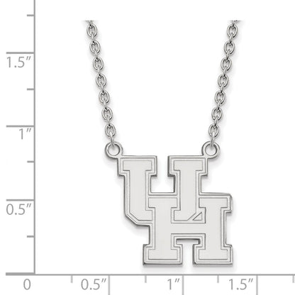 14K White Gold Logoart University Of Houston U H Large Pendant 18 Inch Necklace