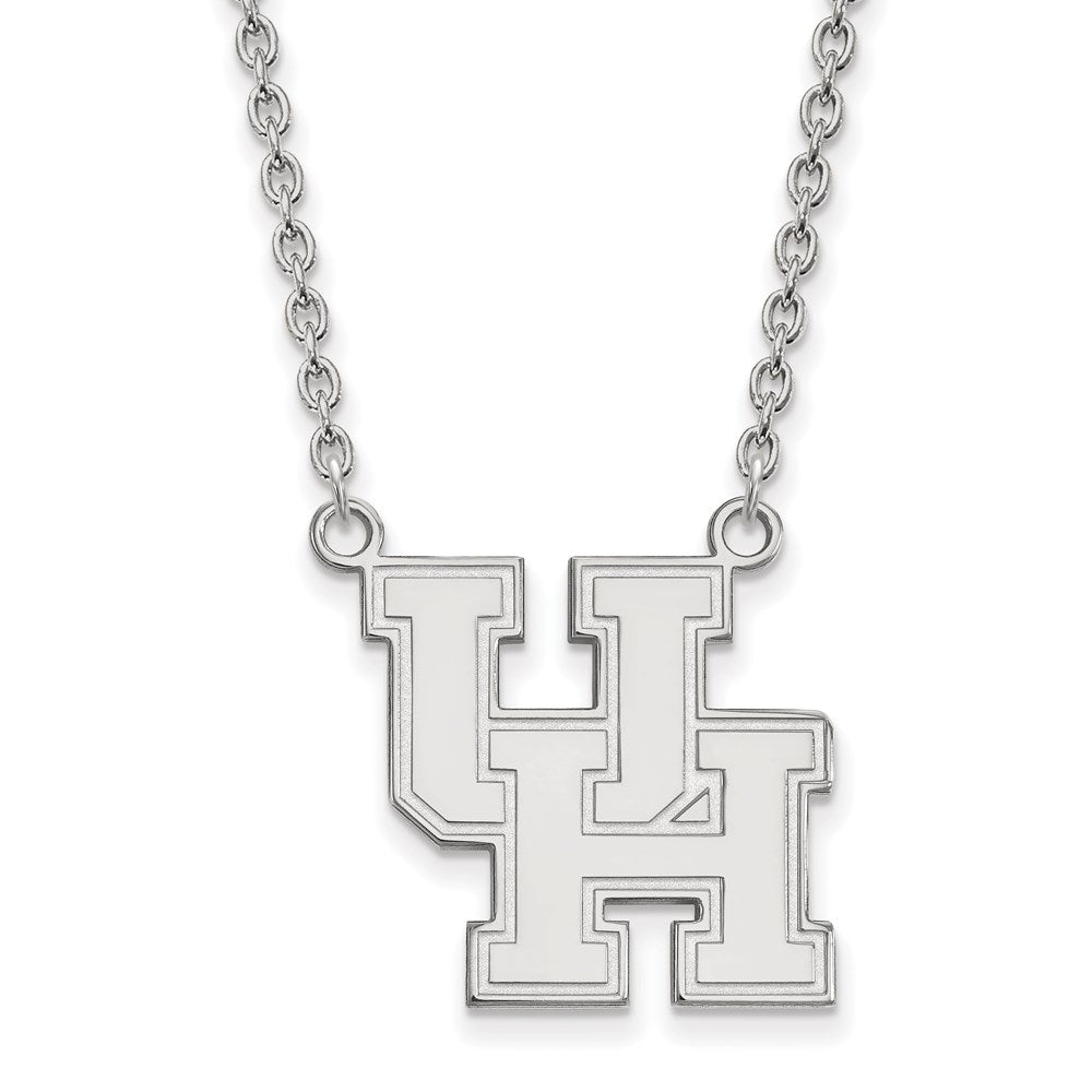 10K White Gold Logoart University Of Houston U H Large Pendant 18 Inch Necklace