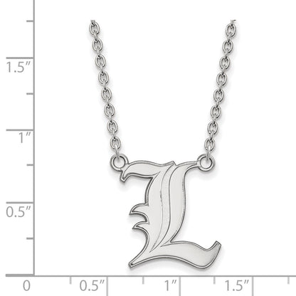 14K White Gold Logoart University Of Louisville Letter L Large Pendant 18 Inch Necklace
