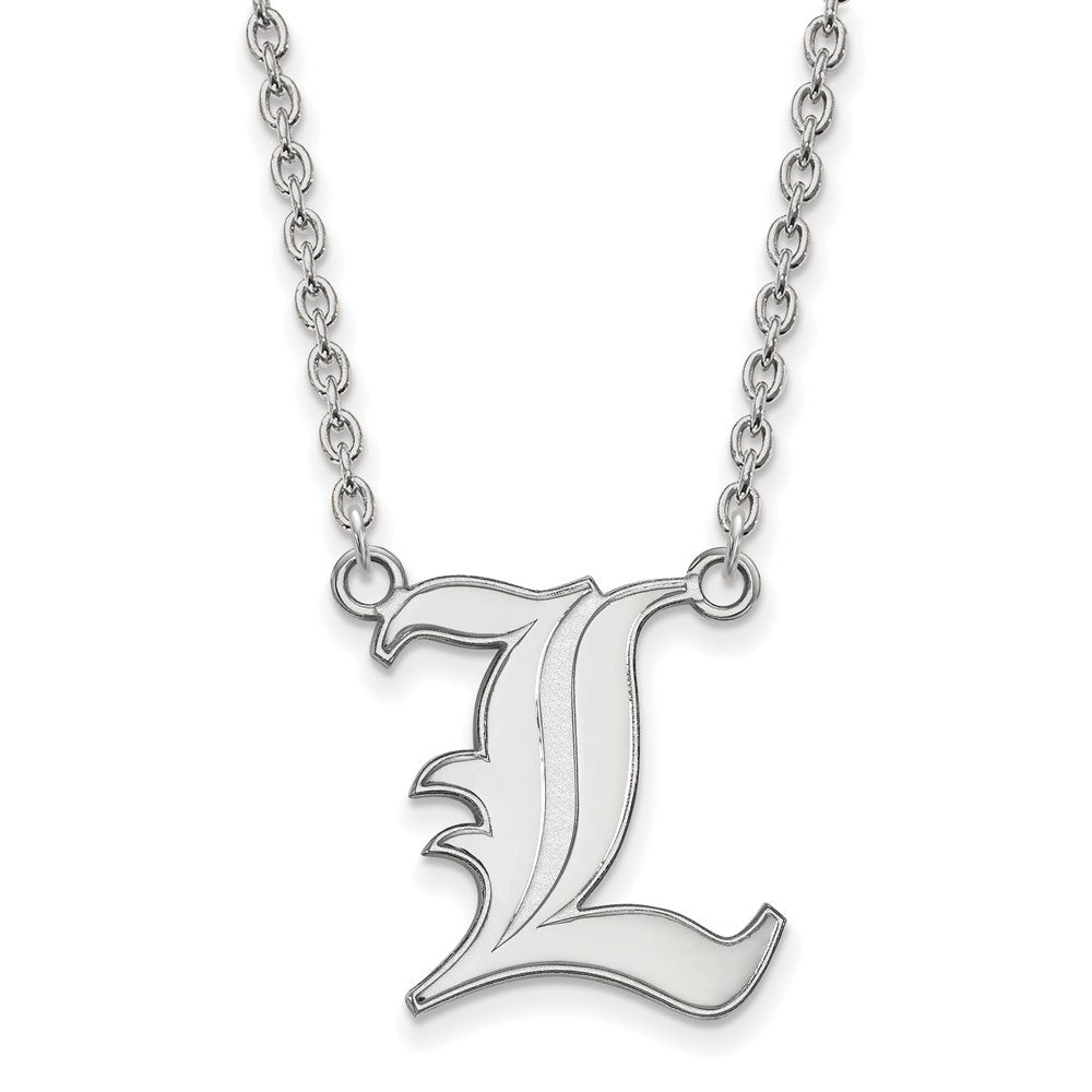 14K White Gold Logoart University Of Louisville Letter L Large Pendant 18 Inch Necklace