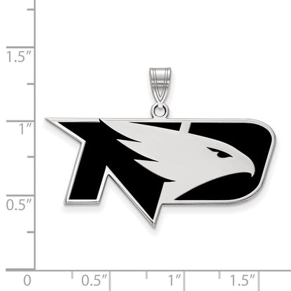 Sterling Silver Rhodium Plated Logoart University Of North Dakota Large Enameled Pendant