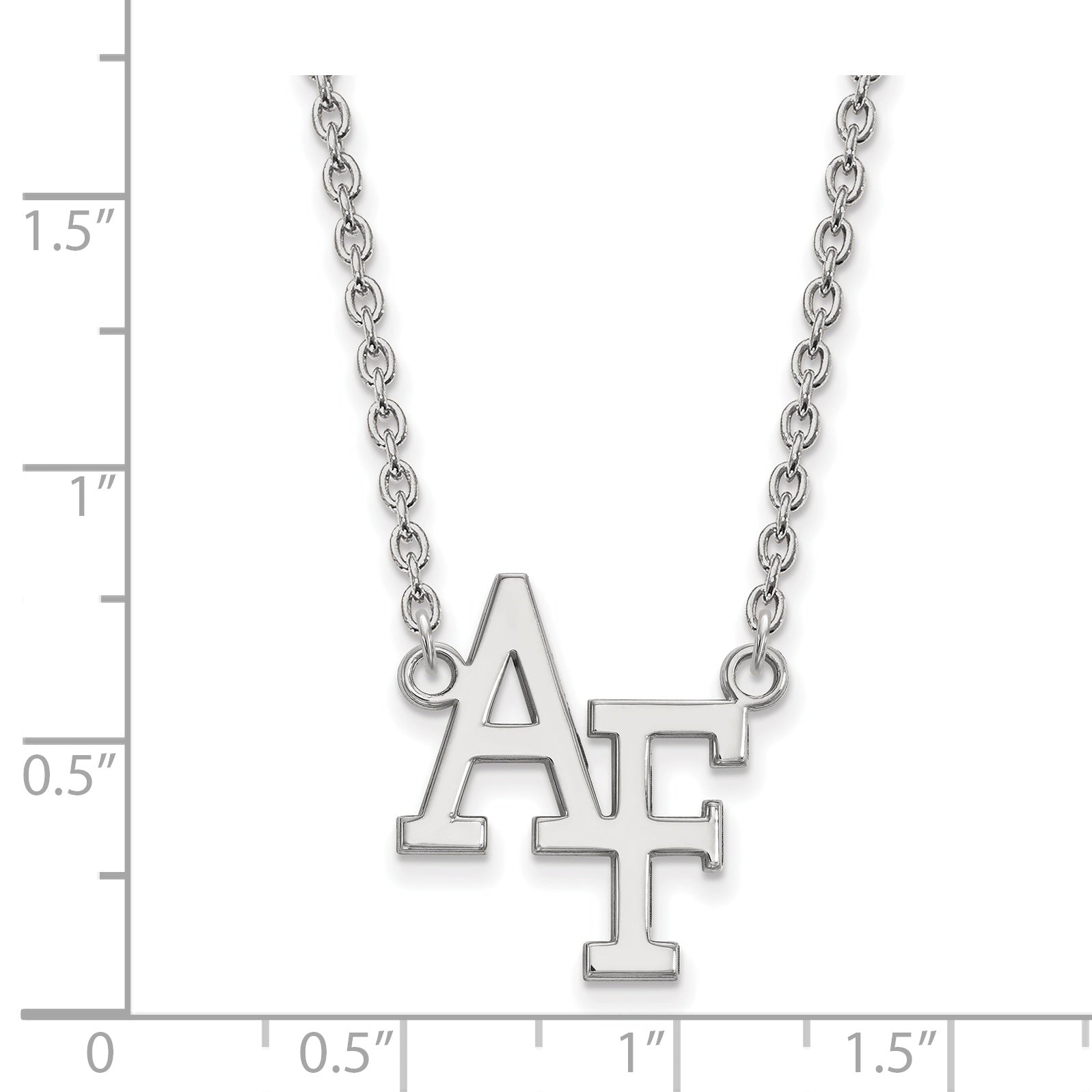 Sterling Silver Rhodium Plated Logoart United States Air Force Academy A F Large Pendant 18 Inch Necklace