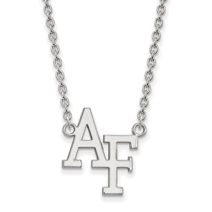 10K White Gold Logoart United States Air Force Academy A F Large Pendant 18 Inch Necklace