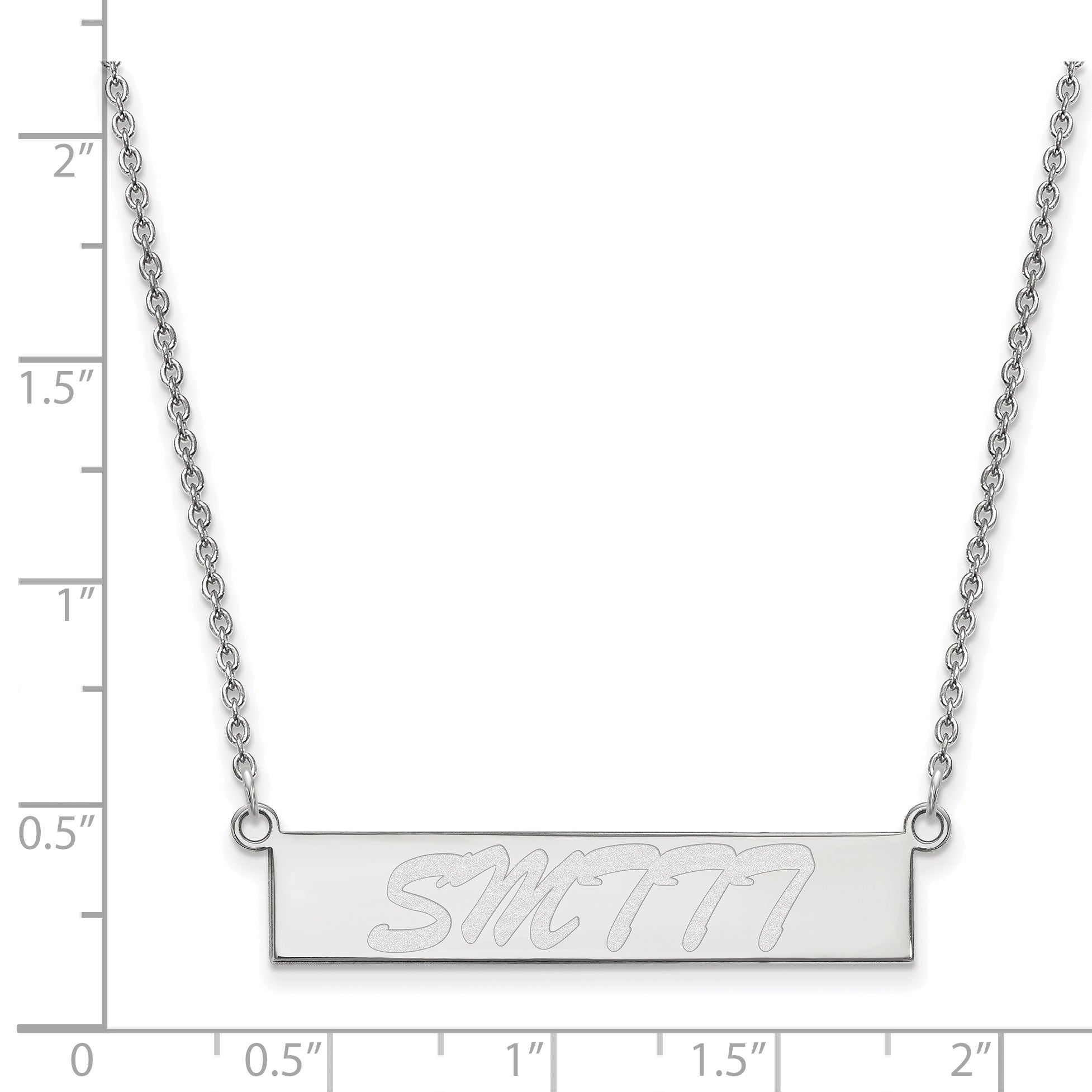 Sterling Silver Rhodium Plated Logoart University Of Southern Mississippi Small Bar 18 Inch Necklace