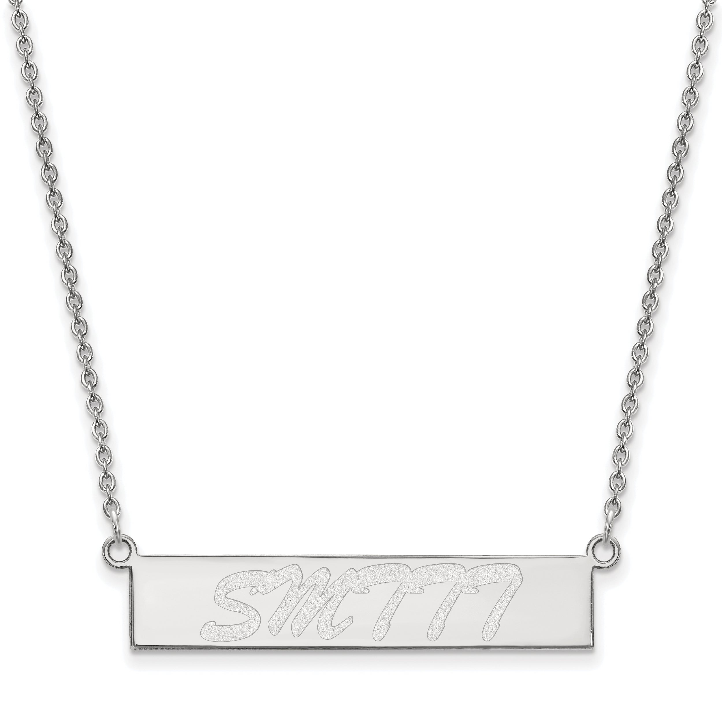Sterling Silver Rhodium Plated Logoart University Of Southern Mississippi Small Bar 18 Inch Necklace