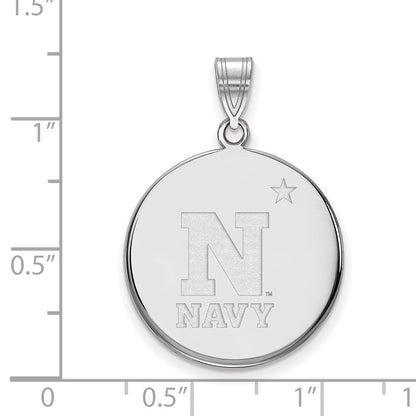 14K White Gold Logoart Us Naval Academy Large Disc Pendant