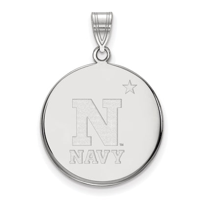 Sterling Silver Rhodium Plated Logoart Us Naval Academy Large Disc Pendant