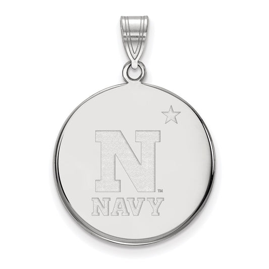 Sterling Silver Rhodium Plated Logoart Us Naval Academy Large Disc Pendant