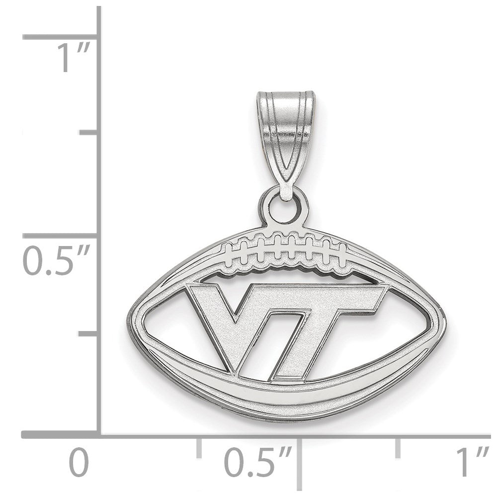 Sterling Silver Rhodium Plated Logoart Virginia Tech V T Football Pendant