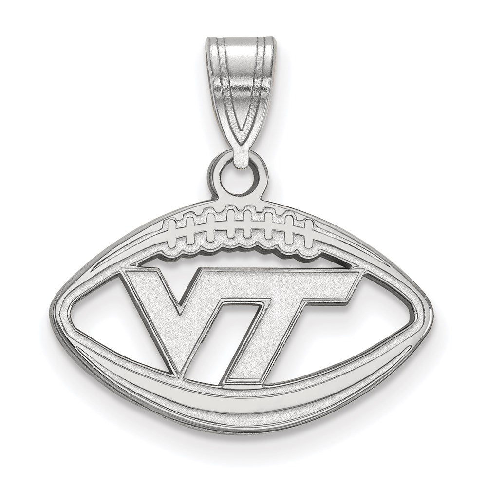 Sterling Silver Rhodium Plated Logoart Virginia Tech V T Football Pendant