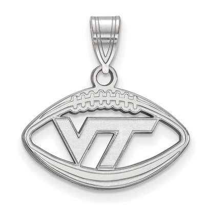 Sterling Silver Rhodium Plated Logoart Virginia Tech V T Football Pendant