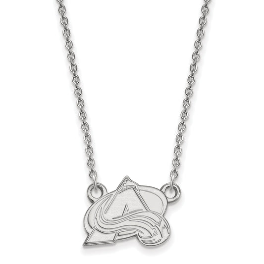 Sterling Silver Rhodium Plated Nhl Logoart Colorado Avalanche Letter A Small Pendant 18 Inch Necklace