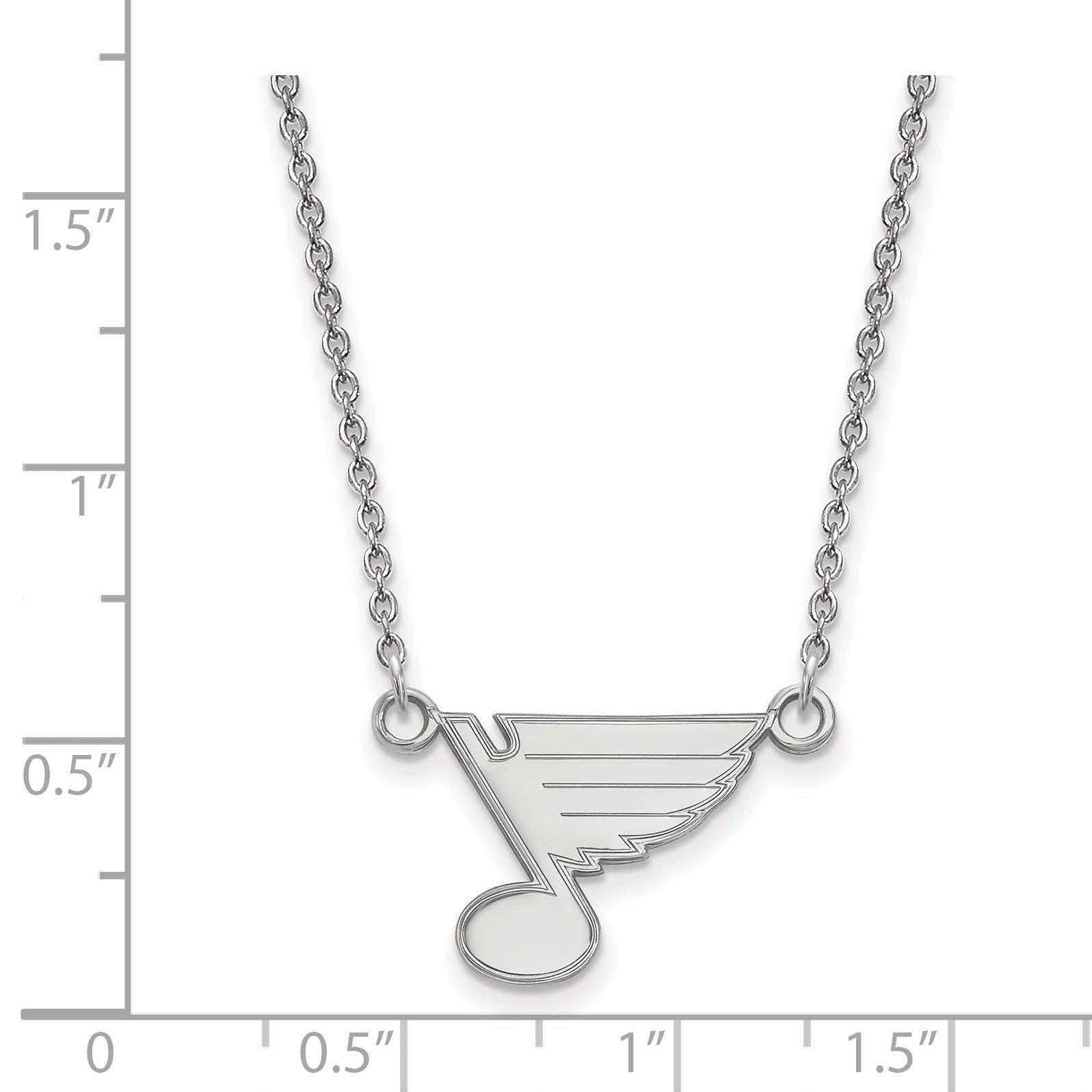 Sterling Silver Rhodium Plated Nhl Logoart St. Louis Blues Small Pendant 18 Inch Necklace