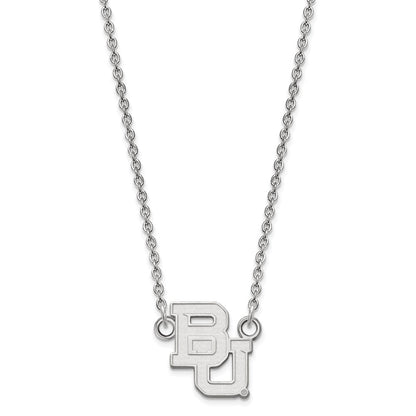 10K White Gold Logoart Baylor University Bears Small Pendant 18 Inch Necklace