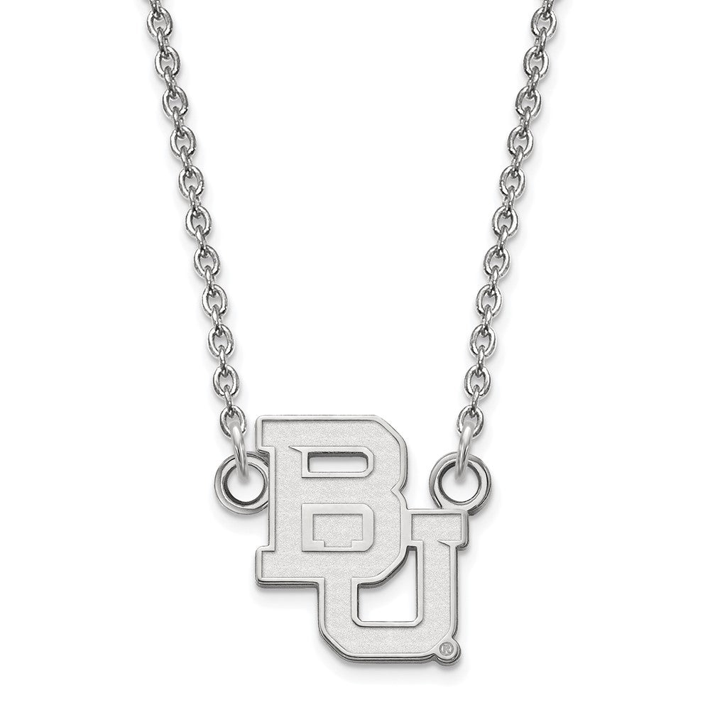 Sterling Silver Rhodium Plated Logoart Baylor University Bears Small Pendant 18 Inch Necklace