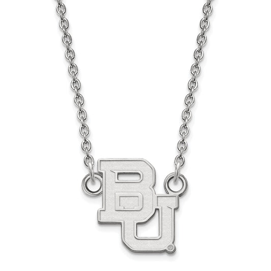 14K White Gold Logoart Baylor University Bears Small Pendant 18 Inch Necklace