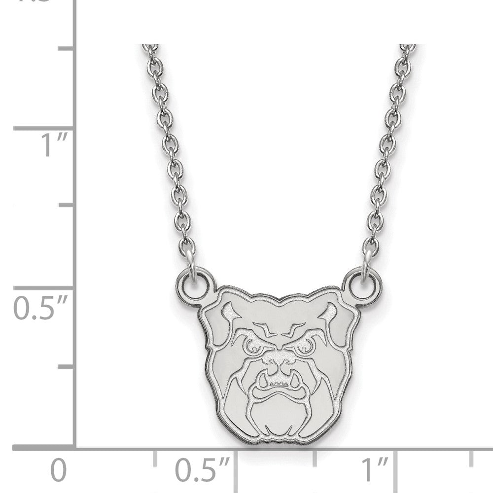 Sterling Silver Rhodium Plated Logoart Butler University Bulldog Small Pendant 18 Inch Necklace