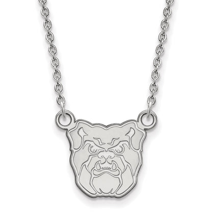Sterling Silver Rhodium Plated Logoart Butler University Bulldog Small Pendant 18 Inch Necklace