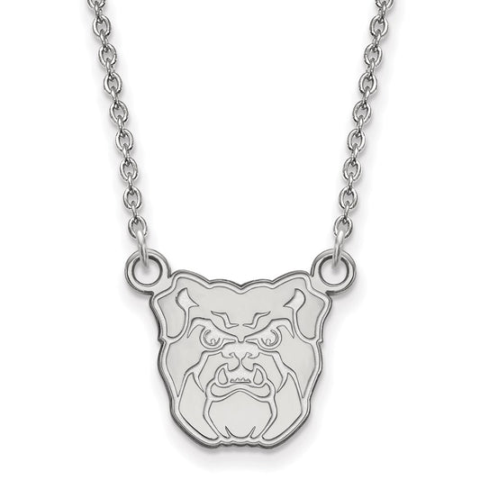 Sterling Silver Rhodium Plated Logoart Butler University Bulldog Small Pendant 18 Inch Necklace
