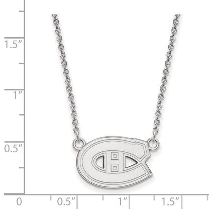 Sterling Silver Rhodium Plated Nhl Logoart Montreal Canadiens Small Pendant 18 Inch Necklace