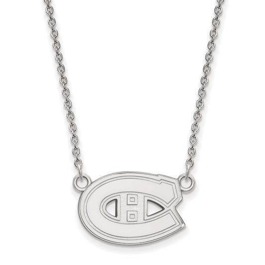 Sterling Silver Rhodium Plated Nhl Logoart Montreal Canadiens Small Pendant 18 Inch Necklace