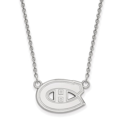 10K White Gold Nhl Logoart Montreal Canadiens Small Pendant 18 Inch Necklace