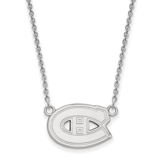 10K White Gold Nhl Logoart Montreal Canadiens Small Pendant 18 Inch Necklace