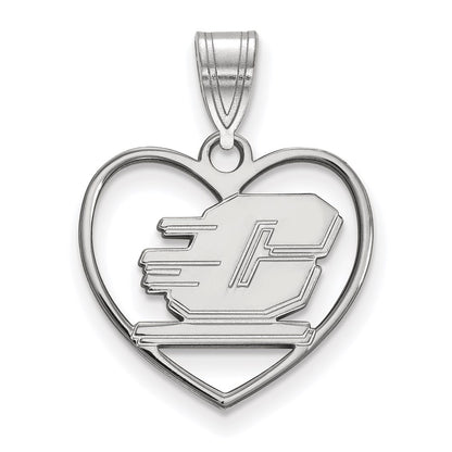 Sterling Silver Rhodium Plated Logoart Central Michigan University Letter C Heart Pendant