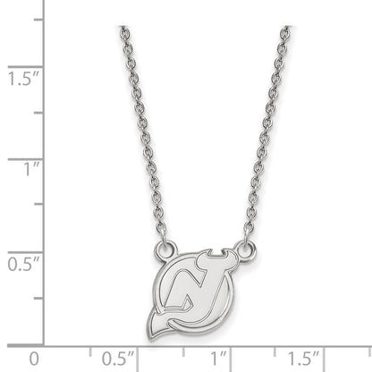 14K White Gold Nhl Logoart New Jersey Devils Small Pendant 18 Inch Necklace