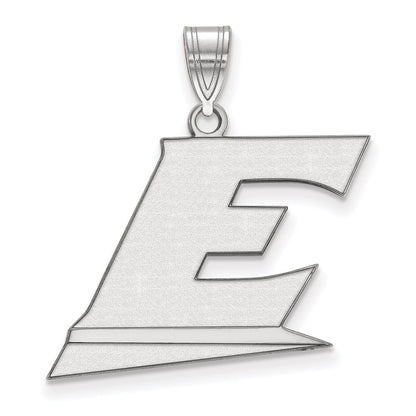 Sterling Silver Rhodium Plated Logoart Eastern Kentucky University Letter E Large Pendant