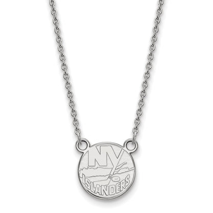 10K White Gold Nhl Logoart New York Islanders Small Pendant 18 Inch Necklace