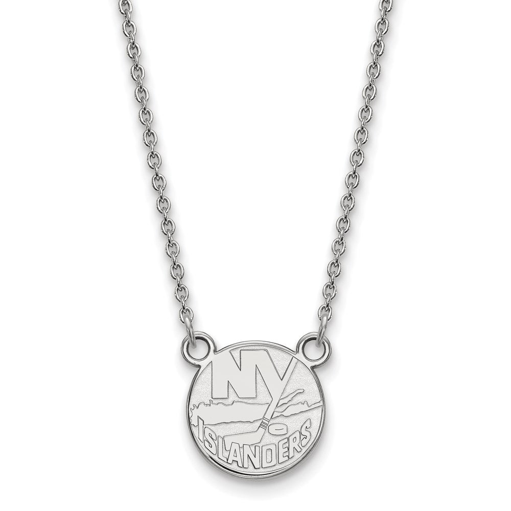 14K White Gold Nhl Logoart New York Islanders Small Pendant 18 Inch Necklace