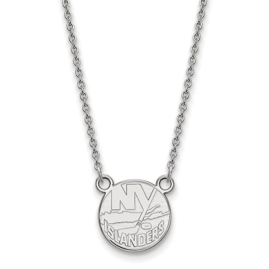 14K White Gold Nhl Logoart New York Islanders Small Pendant 18 Inch Necklace