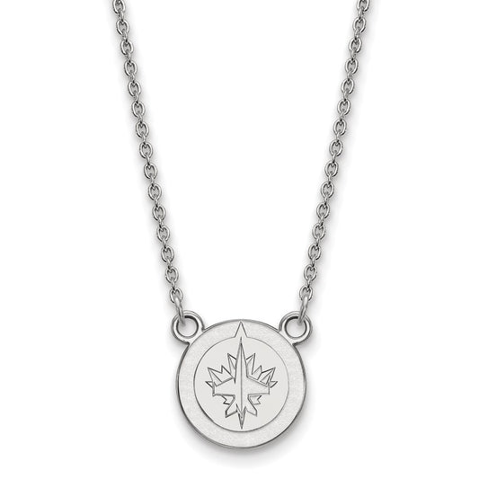 14K White Gold Nhl Logoart Winnipeg Jets Small Pendant 18 Inch Necklace