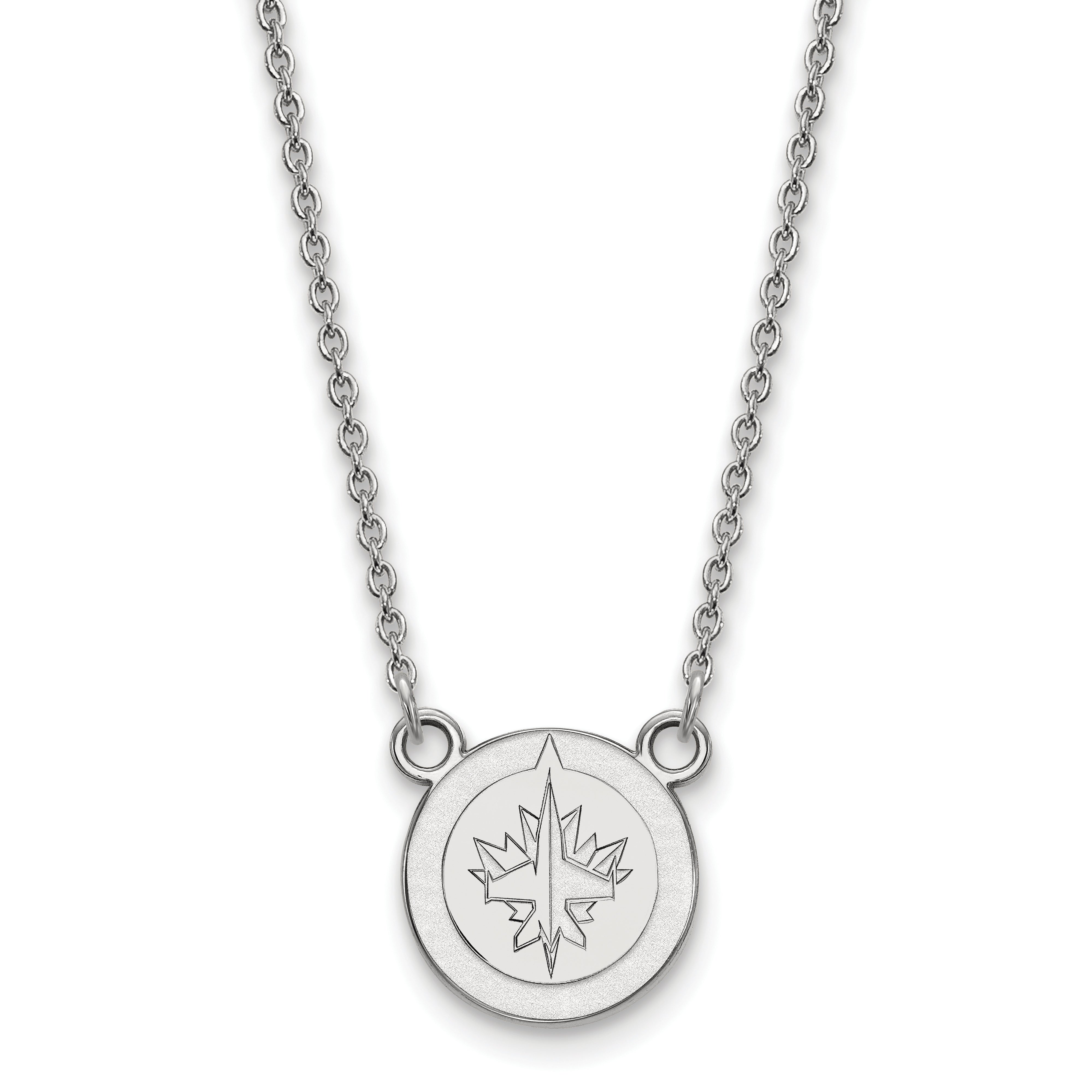 Sterling Silver Rhodium Plated Nhl Logoart Winnipeg Jets Small Pendant 18 Inch Necklace