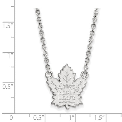 10K White Gold Nhl Logoart Toronto Maple Leafs Large Pendant 18 Inch Necklace
