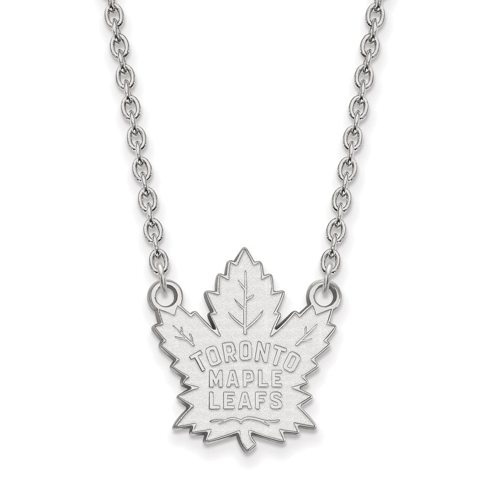 10K White Gold Nhl Logoart Toronto Maple Leafs Large Pendant 18 Inch Necklace
