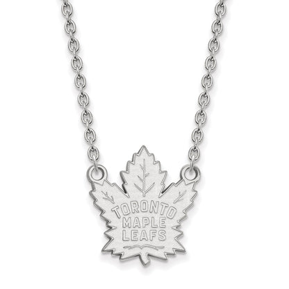 10K White Gold Nhl Logoart Toronto Maple Leafs Large Pendant 18 Inch Necklace