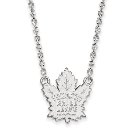 14K White Gold Nhl Logoart Toronto Maple Leafs Large Pendant 18 Inch Necklace